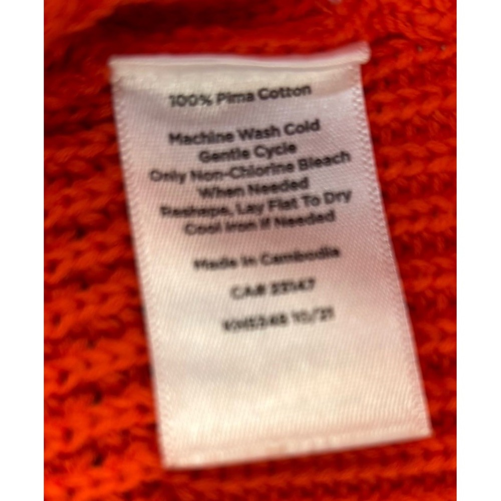 Talbots Orange Textured Knit Sweater S Pima Cotton Boxy Casual Spring Timeless - Picture 3 of 8